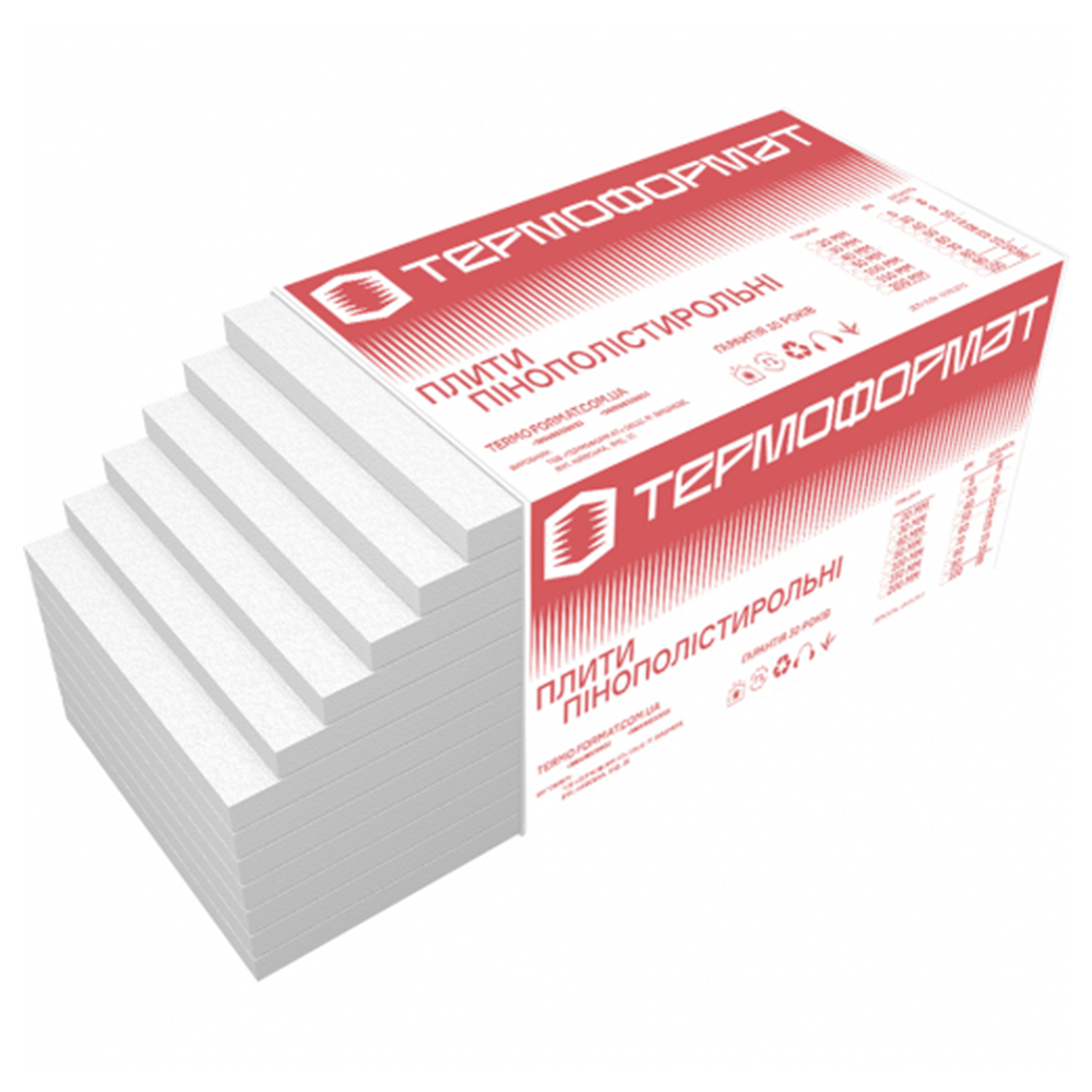 ТЕРФОРМАТ Пінополістирольні плити EPS 60 (М25), 1000х500мм 12кг/м³ 